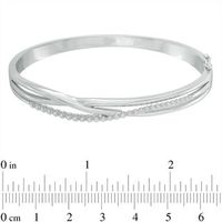 Previously Owned - 0.15 CT. T.W. Diamond Layered Crossover Bangle in Sterling Silver|Peoples Jewellers