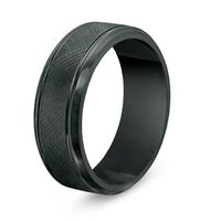 Previously Owned -  Men's 8.0mm Etched Black IP Comfort Fit Wedding Band in Tantalum - Size 10|Peoples Jewellers