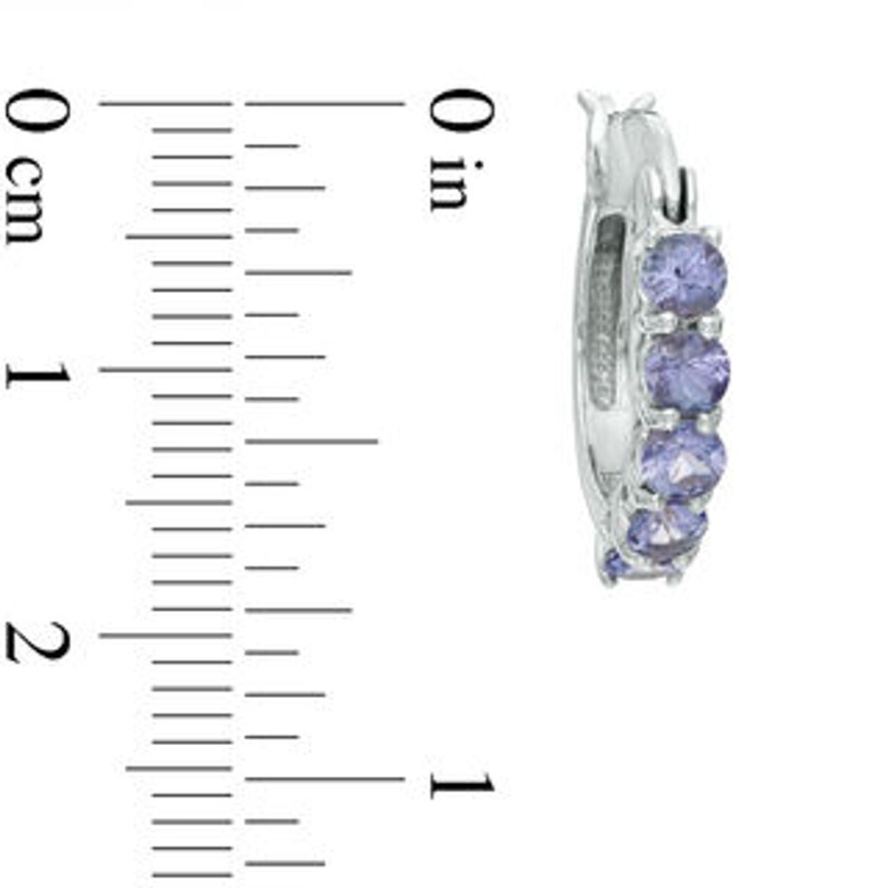 Previously Owned - Tanzanite Five Stone Hoop Earrings in Sterling Silver|Peoples Jewellers