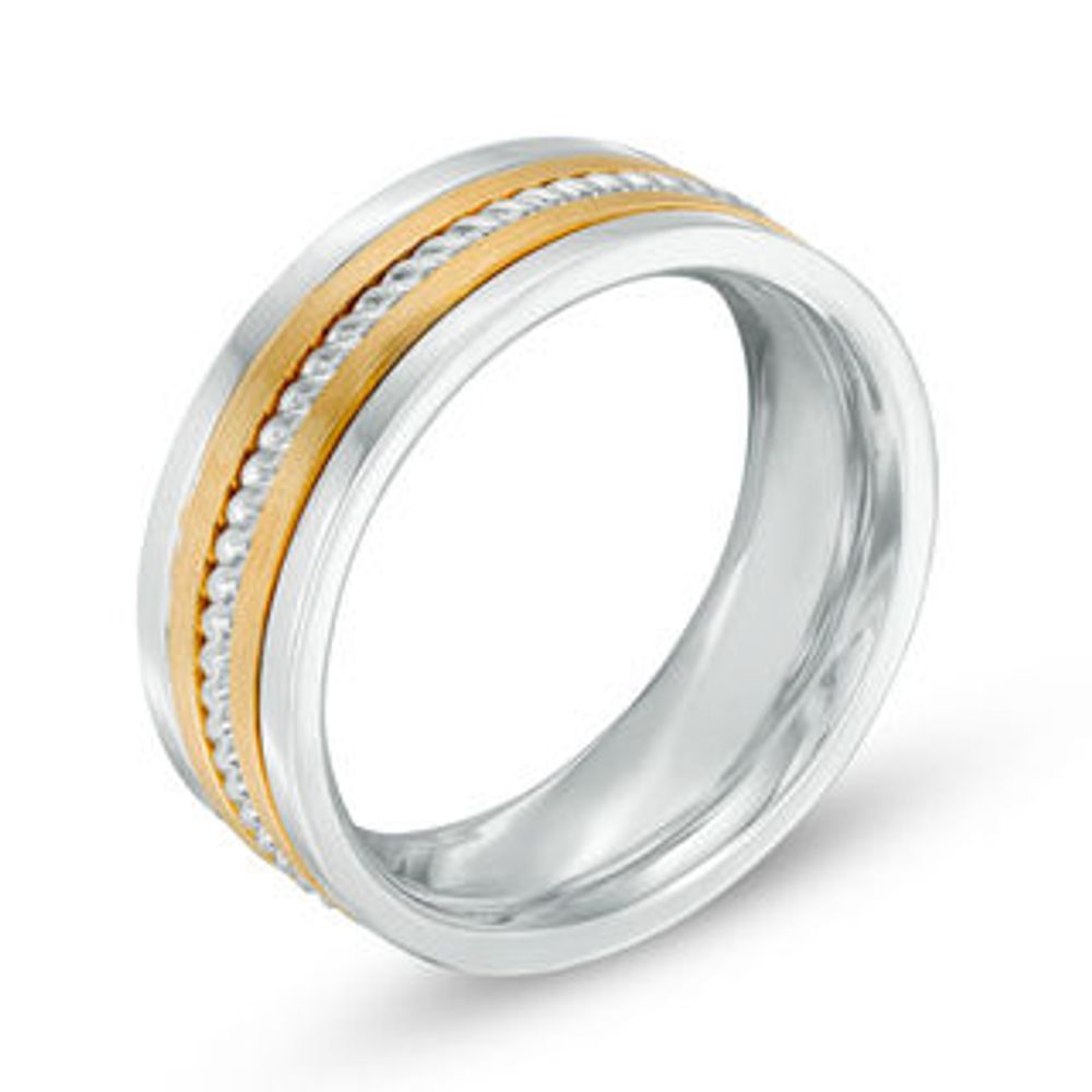 Previously Owned - Men's 8.0mm Rope Comfort Fit Wedding Band in 14K Two-Tone Gold|Peoples Jewellers