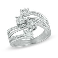 Previously Owned - 0.64 CT. T.W. Diamond Cluster Fashion Ring in 10K White Gold|Peoples Jewellers