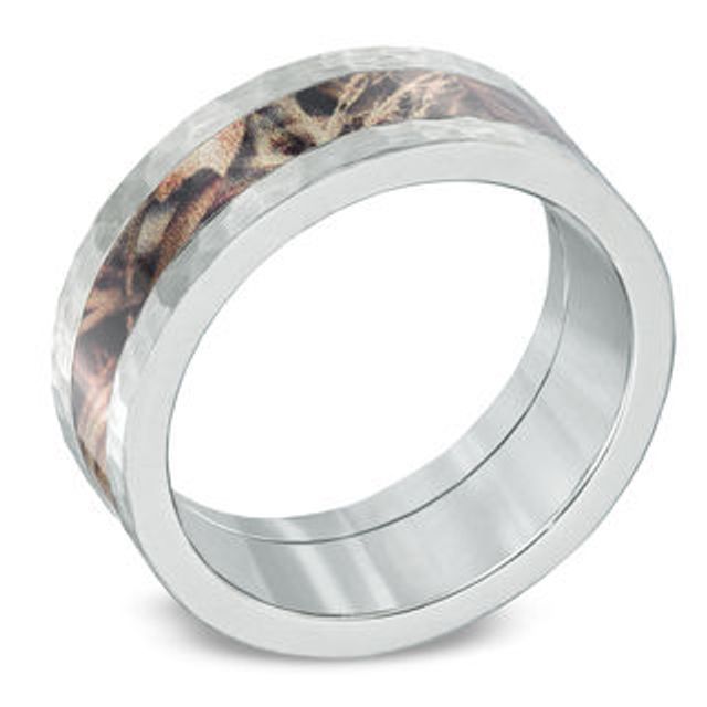 Previously Owned - Triton Men's 8.0mm Realtree AP® Comfort Fit  Camouflage Inlay Hammered Wedding Band in Cobalt|Peoples Jewellers