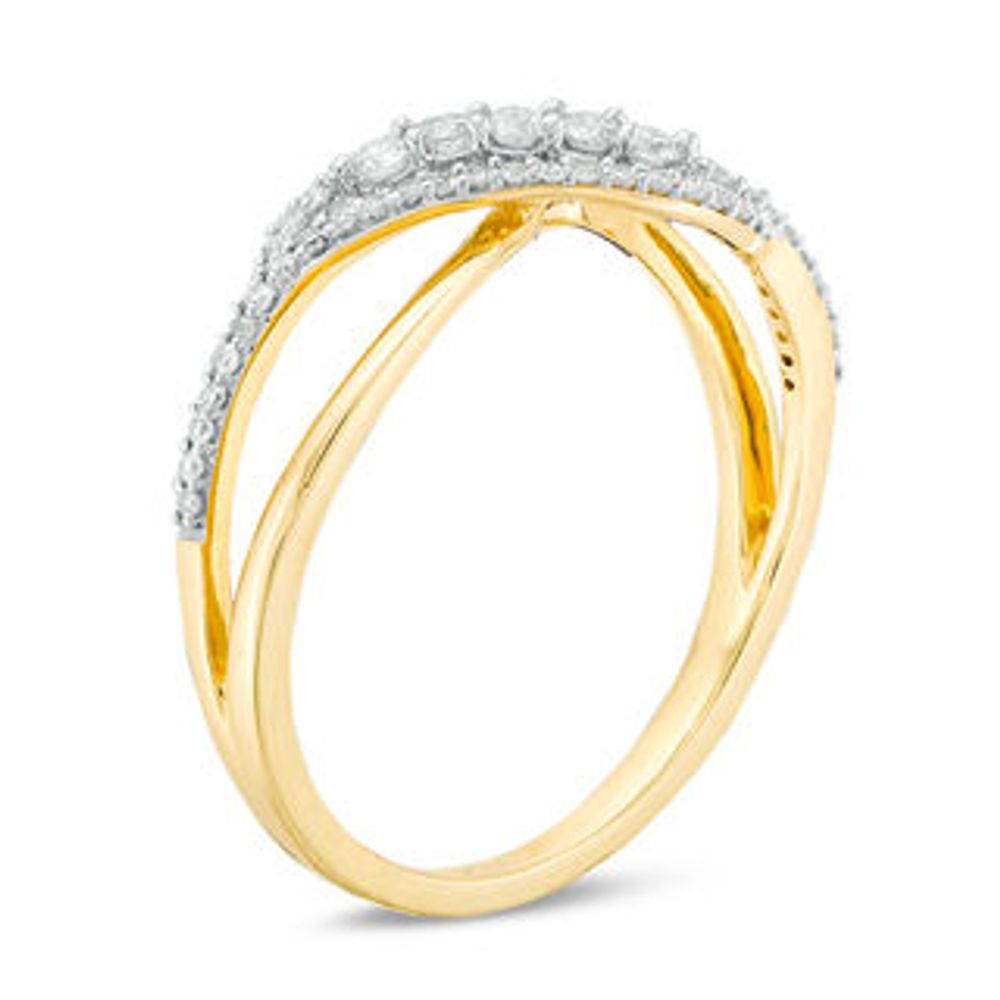 Previously Owned - 0.25 CT. T.W. Diamond Layered Crossover Ring in 10K Gold|Peoples Jewellers