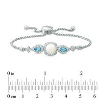 Previously Owned - Cushion-Cut Lab-Created Opal, White Sapphire and Blue Topaz Bolo Bracelet in Sterling Silver - 9.0"|Peoples Jewellers