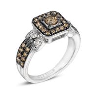 Previously Owned - Le Vian Chocolate Diamonds® 0.81 CT. T.W. Diamond Square Frame Engagement Ring in 14K Vanilla Gold™|Peoples Jewellers