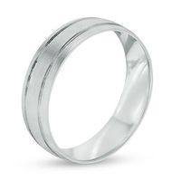 Previously Owned - Men's 6.0mm Comfort Fit Double Groove Brushed Wedding Band in 10K White Gold|Peoples Jewellers