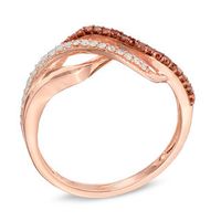 Previously Owned - 0.20 CT. T.W. Enhanced Cognac and White Diamond Split Waves Ring in 10K Rose Gold|Peoples Jewellers