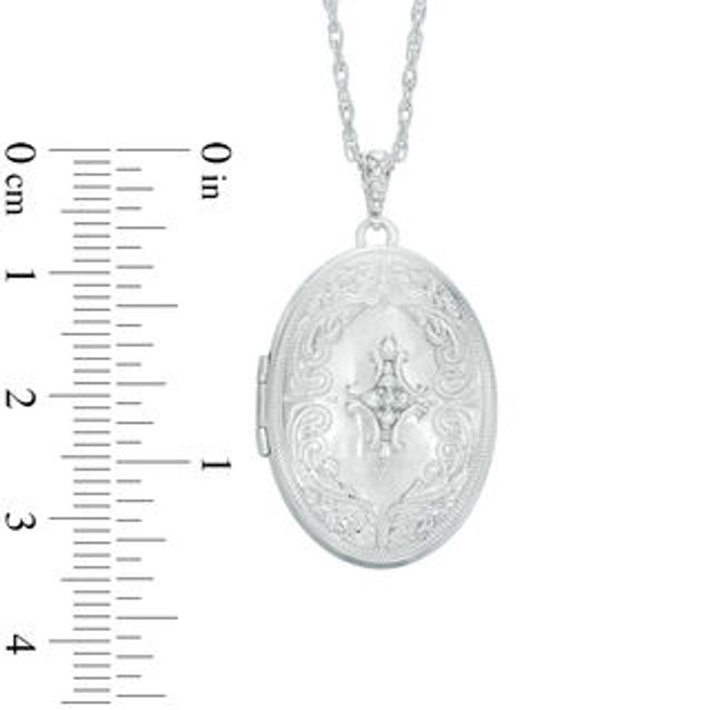 Previously Owned - Diamond Accent Oval Vintage-Style Locket in Sterling Silver|Peoples Jewellers