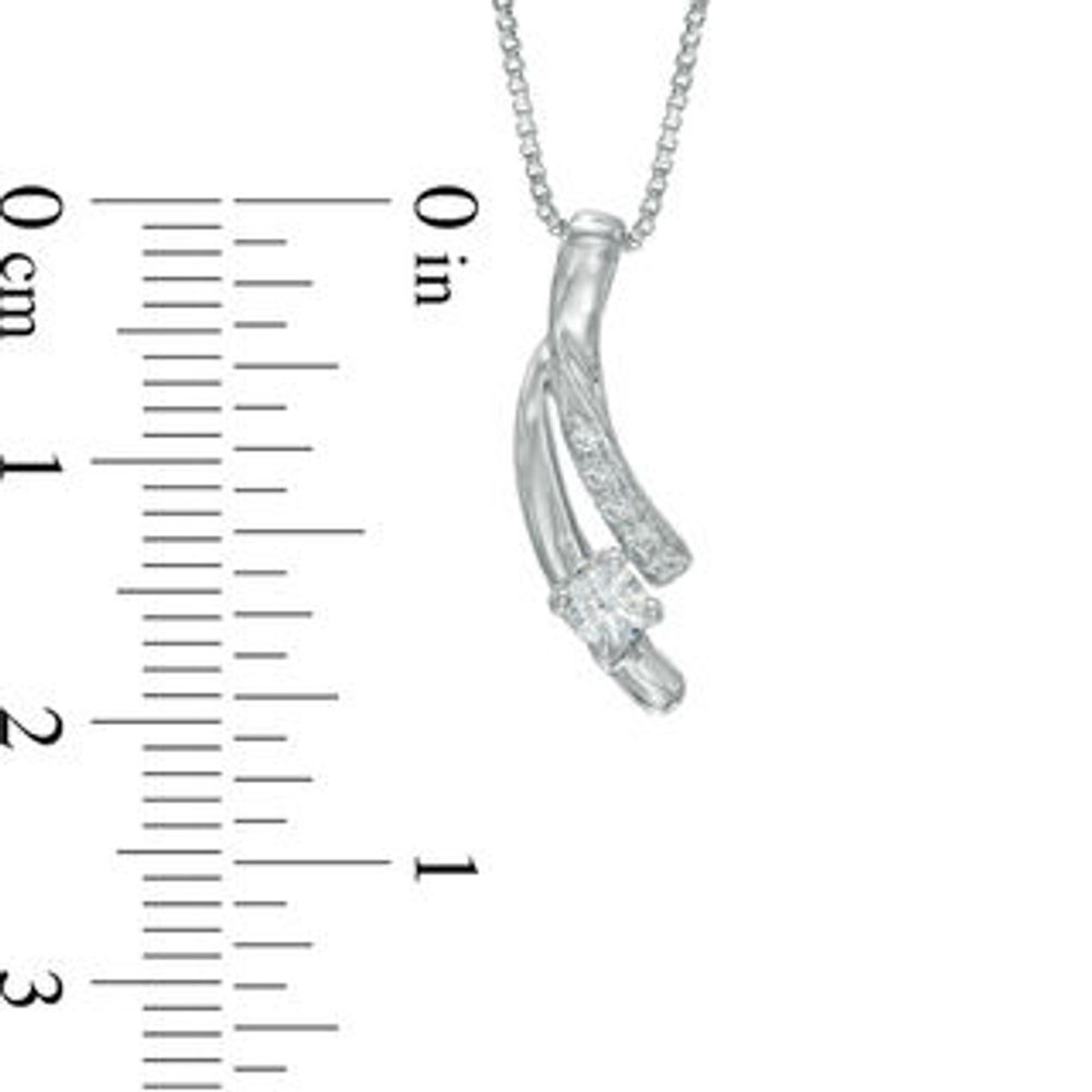 Previously Owned - 0.15 CT. T.W.   Diamond Ribbon Pendant in Sterling Silver (I/I2)|Peoples Jewellers