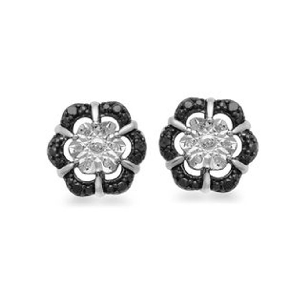 Previously Owned - 0.13 CT. T.W. Enhanced Black and White Diamond Stud Earrings Set in Sterling Silver|Peoples Jewellers