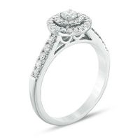 Previously Owned - 0.45 CT. T.W. Diamond Double Frame Engagement Ring in 14K White Gold|Peoples Jewellers