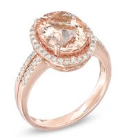 Previously Owned - Oval Morganite and 0.25 CT. T.W. Diamond Ring in 14K Rose Gold|Peoples Jewellers