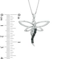 Previously Owned - 0.05 CT. T.W. Enhanced Black and White Diamond Dragonfly Pendant in Sterling Silver|Peoples Jewellers