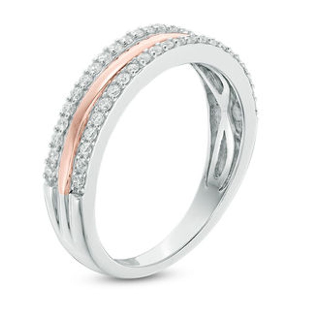 Previously Owned - 0.25 CT. T.W. Diamond Three Row Anniversary Band in 10K Two-Tone Gold|Peoples Jewellers