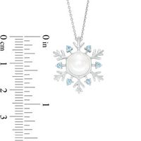 Previously Owned-8.0mm Baroque Freshwater Cultured Pearl and London Blue Topaz Snowflake Pendant in Sterling Silver|Peoples Jewellers