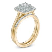 Previously Owned - 0.45 CT. T.W. Composite Diamond Double Cushion Frame Bridal Set in 10K Gold|Peoples Jewellers