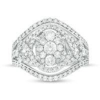 Previously Owned - 1.50 CT. T.W. Composite Diamond Bypass Oval Frame Crossover Ring in 10K White Gold|Peoples Jewellers