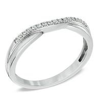Previously Owned - 0.10 CT. T.W. Diamond Twist Contour Wedding Band in 14K White Gold|Peoples Jewellers