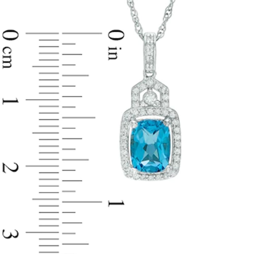 Previously Owned - Blue Topaz and Lab-Created White Sapphire Buckle Frame Pendant and Ring Set in Sterling Silver|Peoples Jewellers