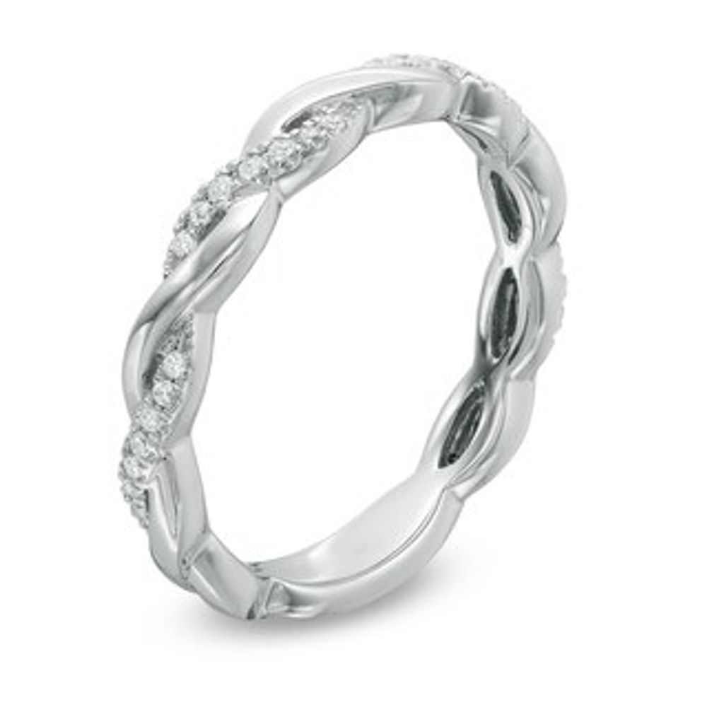 Previously Owned - 0.12 CT. T.W. Diamond Twist Band in 10K White Gold|Peoples Jewellers