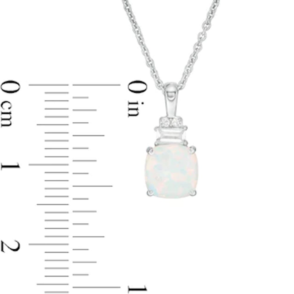 Previously Owned - 7.0mm Cushion-Cut Lab-Created Opal and White Sapphire Pendant and Ring Set in Sterling Silver|Peoples Jewellers