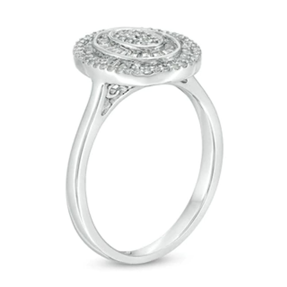Previously Owned - 0.33 CT. T.W. Composite Diamond Double Oval Frame Ring in 10K White Gold|Peoples Jewellers