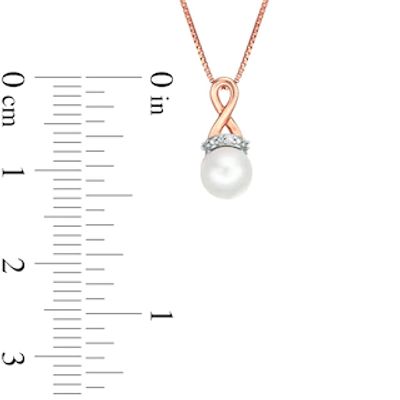 Previously Owned - 6.0mm Cultured Freshwater Pearl and Diamond Accent Loop Pendant in 10K Rose Gold|Peoples Jewellers