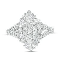 Previously Owned - 1.00 CT. T.W. Composite Diamond Marquise Sunburst Frame Ring in 10K White Gold|Peoples Jewellers