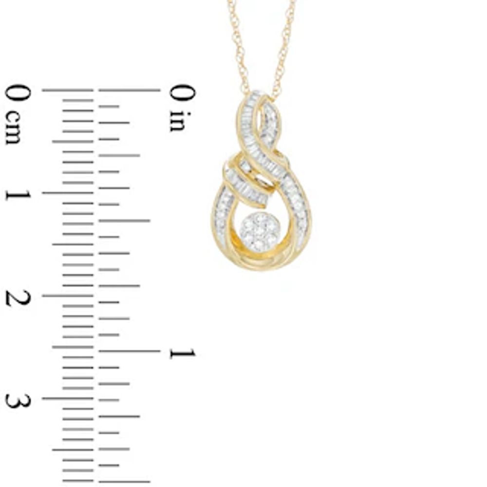 Previously Owned - 0.15 CT. T.W. Round and Baguette Cut Diamond Composite Infinity Pendant in 10K Gold|Peoples Jewellers