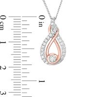 Previously Owned - Interwoven™ 0.16 CT. T.W. Diamond Pendant in Sterling Silver and 10K Rose Gold - 19"|Peoples Jewellers