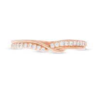 Previously Owned - 0.15 CT. T.W. Diamond Twist Shank Contour Anniversary Ring in 14K Rose Gold|Peoples Jewellers
