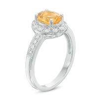 Previously Owned - Oval Citrine and Lab-Created White Sapphire Frame Vintage-Style Ring in Sterling Silver|Peoples Jewellers