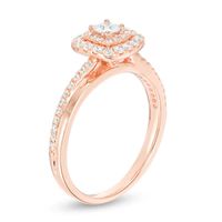 Previously Owned - 0.45 CT. T.W. Princess-Cut Diamond Double Frame Engagement Ring in 14K Rose Gold|Peoples Jewellers