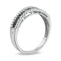 Previously Owned - 0.50 CT. T.W. Enhanced Black and White Diamond Zipper Ring in Sterling Silver|Peoples Jewellers