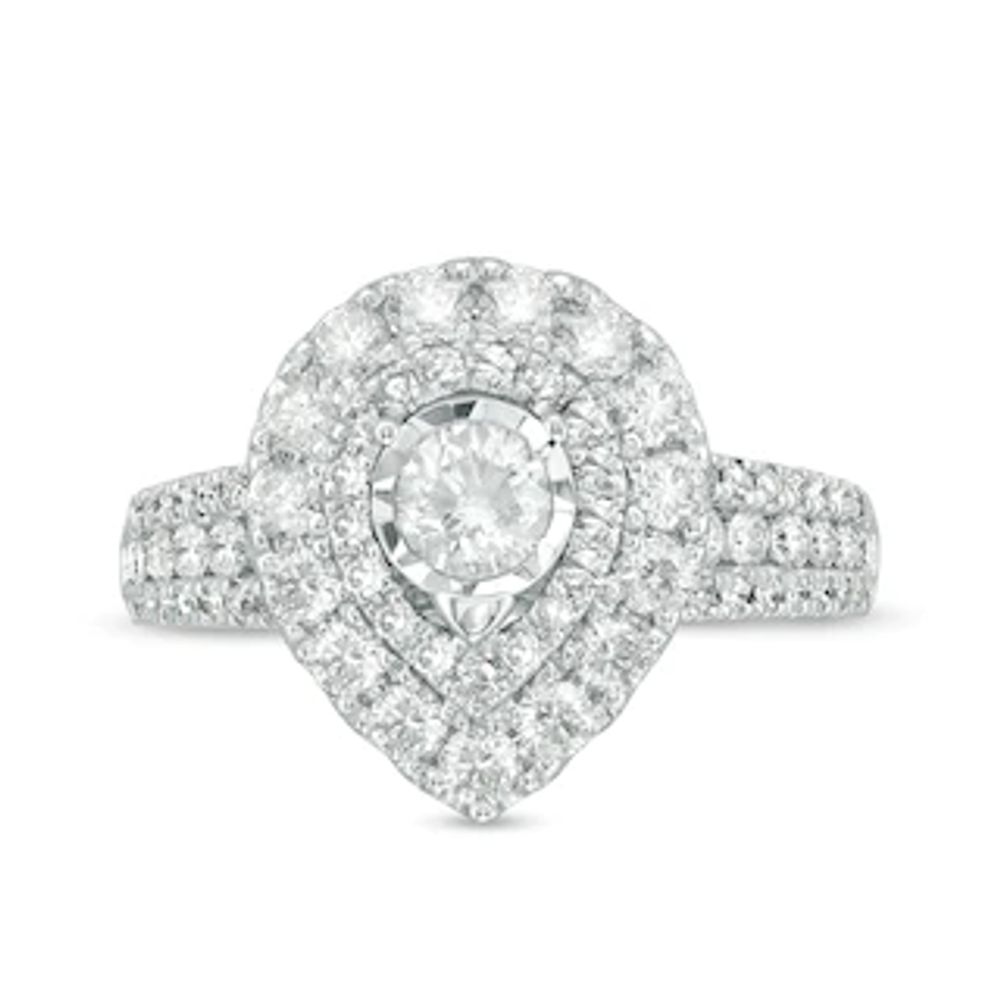 Previously Owned - 1.50 CT. T.W. Diamond Pear-Shaped Double Frame Engagement Ring in 10K White Gold|Peoples Jewellers