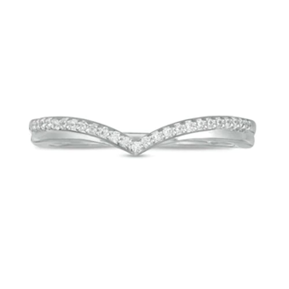 Previously Owned - 0.10 CT. T.W. Diamond Chevron Anniversary Band in 10K White Gold|Peoples Jewellers
