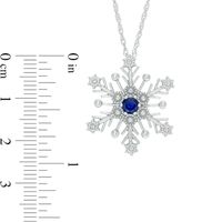 Previously Owned - 4.0mm Ceylon Lab-Created Sapphire and Diamond Accent Snowflake Pendant in Sterling Silver|Peoples Jewellers
