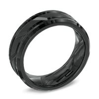 Previously Owned - Triton Men's 8.0mm Comfort Fit Black Tungsten Beveled Edge Groove Wedding Band|Peoples Jewellers