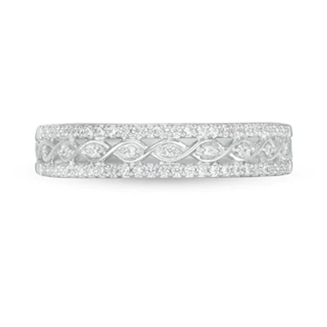 Previously Owned - 0.09 CT. T.W. Diamond Twist Triple Row Anniversary Band in 10K White Gold|Peoples Jewellers