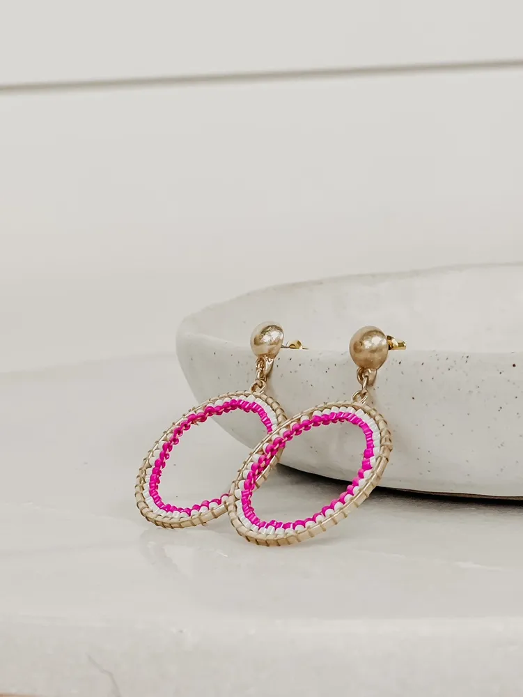 Splash of Pink Beaded Earrings