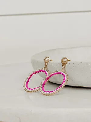 Splash of Pink Beaded Earrings