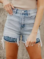 Leah High Waisted Distressed Shorts