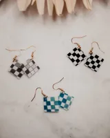 Checkered Square Drop Earrings