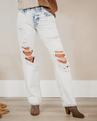 Kan Can Addison Distressed Boyfriend Fit Jeans
