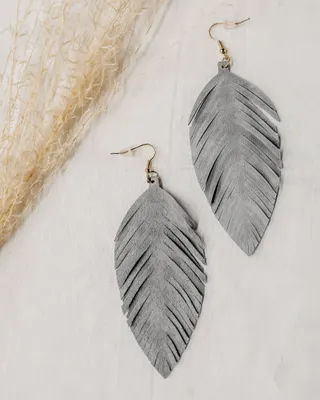 Leather Leaf Dangle Earrings