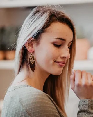 Leather and Gold Earrings