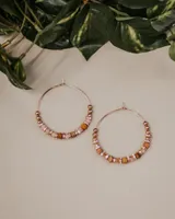 Beaded Gold Hoops - Blush