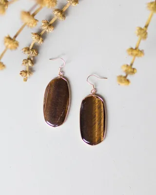 Bella Oval Statement Earrings-Brown