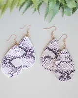 Leather Snake Print Earrings