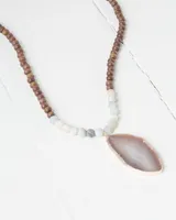 Beaded Stone Pendant Necklace